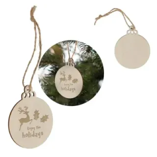 Bauble shaped wooden Christmas ornament - LT90280 (gadzety reklamowe)